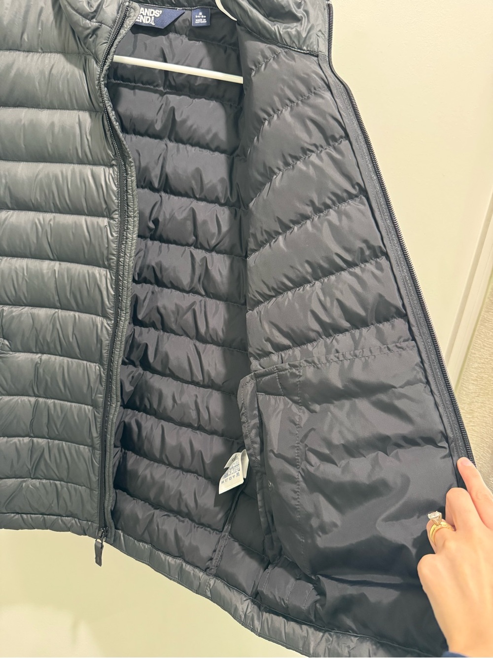 Lands’ End Men’s Wanderweight Packable Down Jacket Black Small 34-36 Lightweight - Picture 6 of 13
